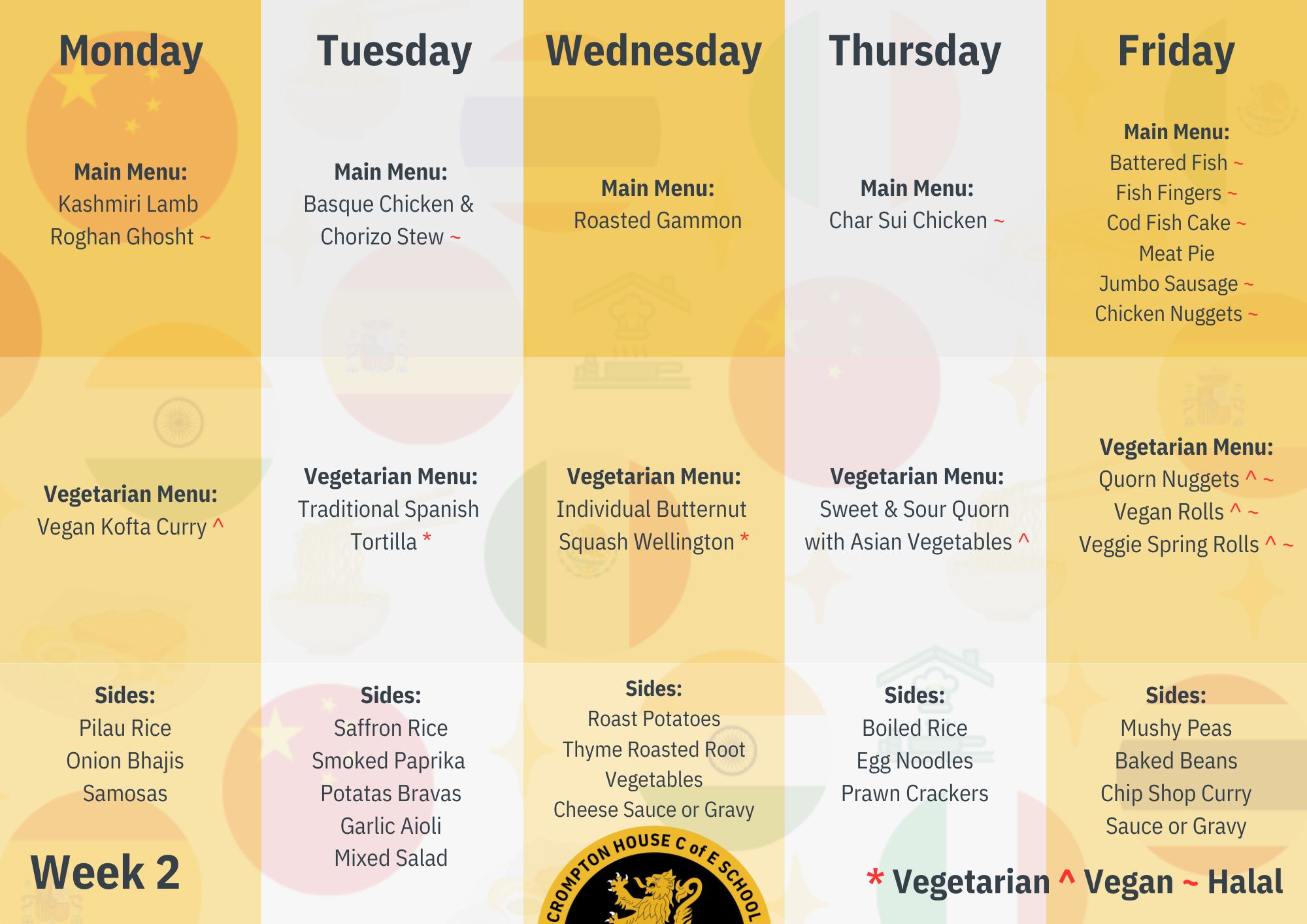 The Crompton House Kitchen Menu - Week 2