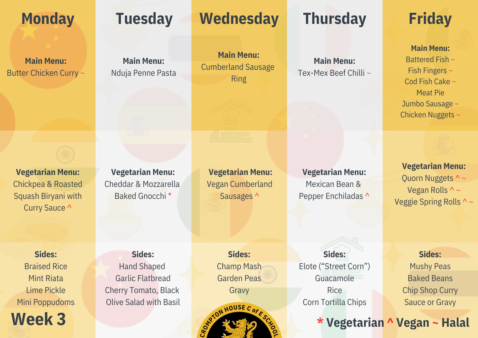 The Crompton House Kitchen Menu - Week 3